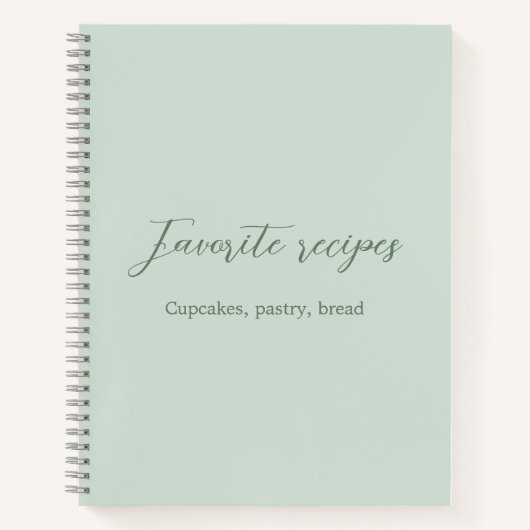 Livre de recettes de script vert Sage (Devant)