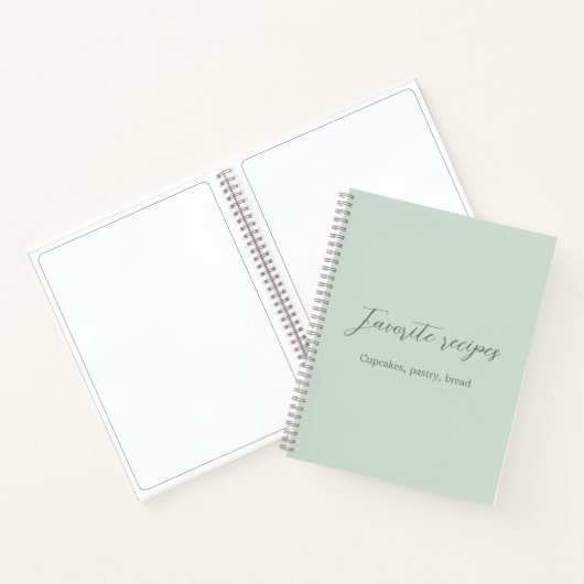 Livre de recettes de script vert Sage (Intérieur)