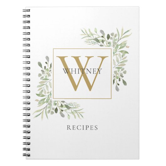 Livre de recettes de verdure à monogramme doré élé (Devant)