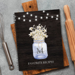 Livre de recettes en bois noir à fleur de margueri