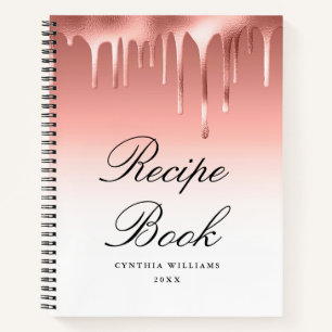 Livre de recettes en écriture moderne or rose