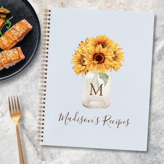 Livre de recettes en pot Mason Tournesol Monogramm