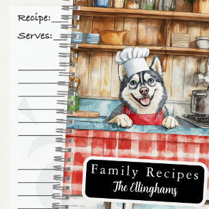 Livre de recettes en spirale Chef Chien Husky Sibé