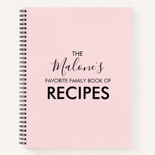 Livre de recettes favori rose pâle (Devant)