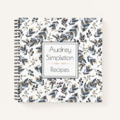 Livre de recettes Feuille Tan Noir Aquarelle | (Devant)