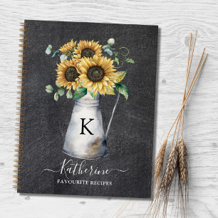 Livre de recettes Fleur de tournesol Monogramme Ru