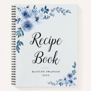 livre de recettes floral bleu poussiéreux