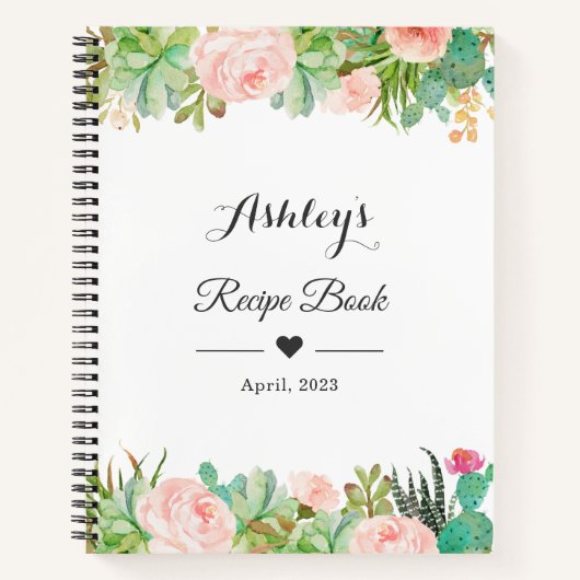 Livre de recettes floral de cactus succulent rusti (Devant)