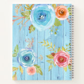 Livre de recettes floral rustique aquarelle bleu b (Dos)