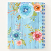Livre de recettes floral rustique aquarelle bleu b (Dos)