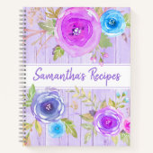 Livre de recettes floral rustique aquarelle plum b (Devant)