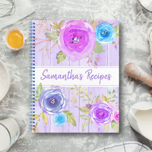 Livre de recettes floral rustique aquarelle plum b