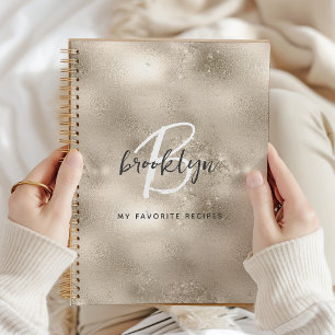 Livre de recettes Glam Champagne Or Monogramme