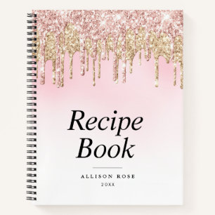 Livre de recettes moderne à paillettes dorées et r