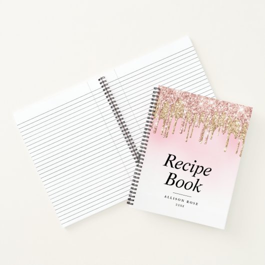 Livre de recettes moderne paillettes or et rose (Intérieur)