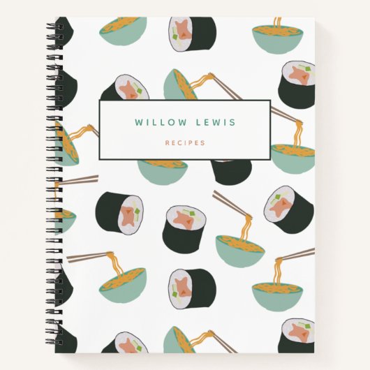 Livre de recettes Motif de sushis et nouilles (Devant)