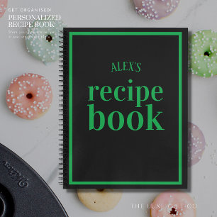 Livre de recettes noir et blanc vert rétro avec no