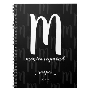 livre de recettes noir monogrammed pour le chef