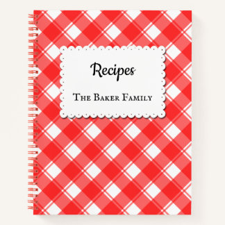 Livre de recettes personnalisé à carreaux gingham