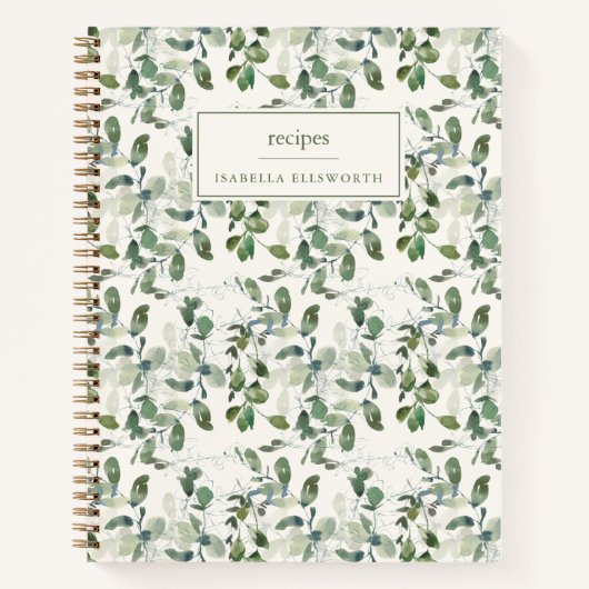 Livre de recettes personnalisé avec nom et verdure (Devant)