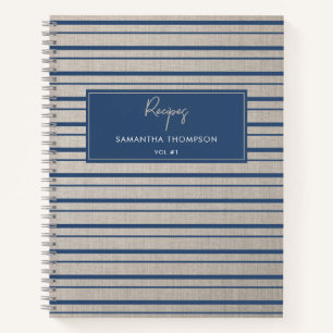 Livre de recettes personnalisé Beige Lin Rayures B