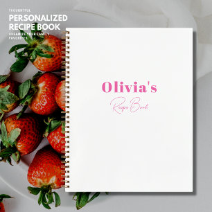 Livre de recettes personnalisé minimaliste rose
