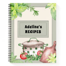 Livre de recettes remplissable vert et crème