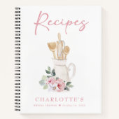 Livre de recettes rose blush personnalisé pour la  (Devant)