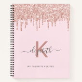 Livre de recettes rose or parties scintillant mono (Devant)