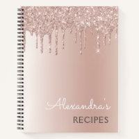 Livre de recettes Rose Parties scintillant d'or Mo