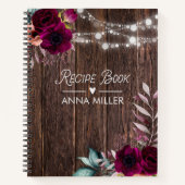Livre de recettes Rustique Boho Purple Flower Wood (Devant)