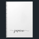 Livre de recettes simple et féminin signature blan<br><div class="desc">Cahier de recettes personnalisé avec monogramme simple et minimaliste pour femmes, signature de nom en noir et blanc. Ces conceptions présentent votre prénom dans une jolie typographie de style lettrage manuscrit avec un enjolivure, un script noir sur fond blanc. Ceux-ci sont faciles à personnaliser et peuvent être utilisés comme livre...</div>