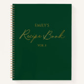 Livre de Recettes Simple Or Vert Écriture Moderne  (Devant)