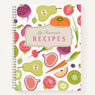 Livre de recettes vierge avec fruits et légumes