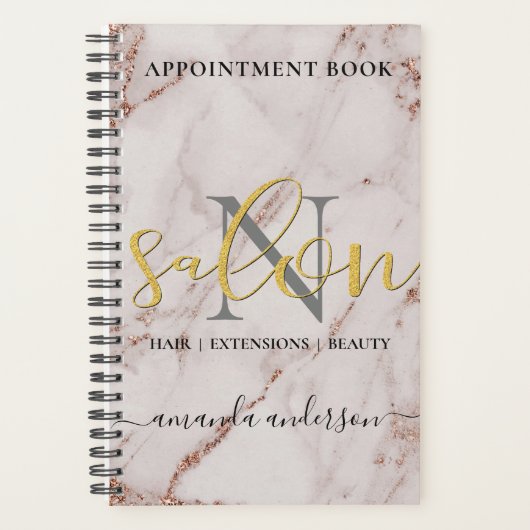 Livre de rendez-vous rose Gold & Gold Salon (Devant)