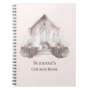 Livre d'église aquarelle rose personnalisé