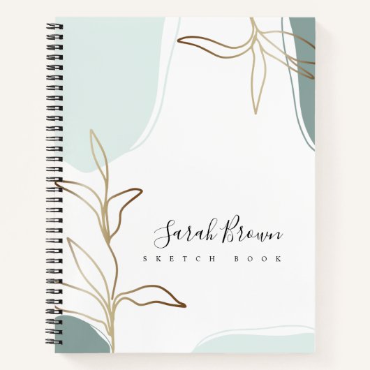 Livre d'esquisse Abstrait Mint et Moss Green (Devant)