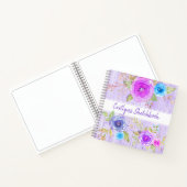 Livre d'esquisse aquarelle fleurie violet script r (Intérieur)