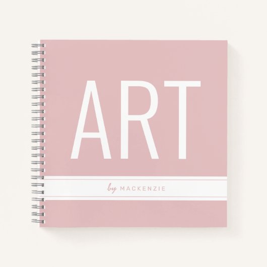 Livre d'esquisse de dessin rose avec nom (Devant)