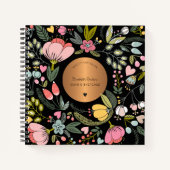 Livre d'esquisse florale noir et rose pastel de lu (Devant)