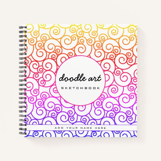 Livre d'esquisse motif à doodle en arc-en-ciel (Devant)