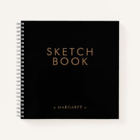 Livre d'esquisse personnalisée minimaliste en or n