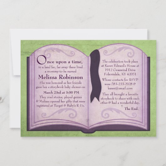 Livre d'histoire Invitations de douche pour bébé (Devant)