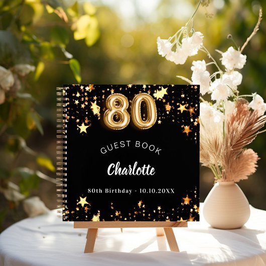 Livre d'hôte 80e anniversaire étoiles d'or noir