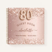 Livre d'hôte 80e anniversaire rose or parties scin (Devant)