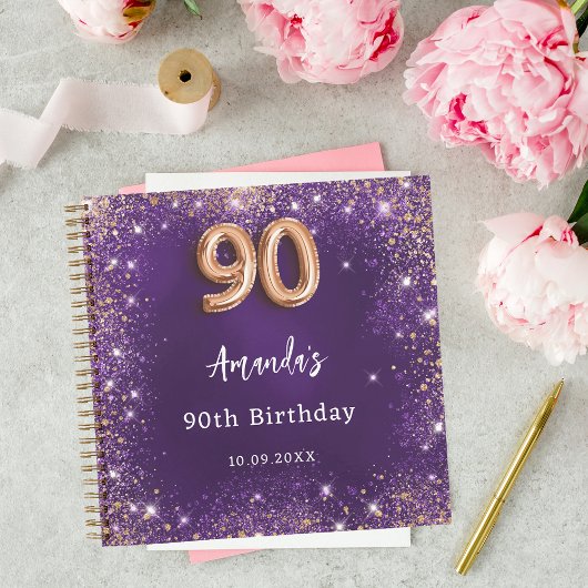 Livre d'hôte 90e anniversaire violet rose parties 