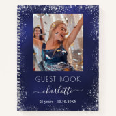 Livre d'hôte anniversaire marine bleu argent photo (Devant)