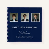 Livre d'hôte anniversaire marine bleu blanc nom ph (Devant)