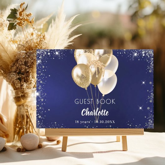 Livre d'hôte anniversaire marine bleu or ballons