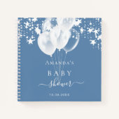 Livre d'hôte baby shower bleu étoile poussiéreux b (Devant)